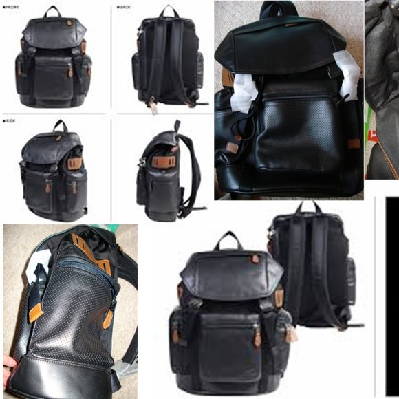 NEW COACH F56543 GUNMETAL BLACK LEATHER TREK BACKPACK + BONUS PENS-$600+VALUE! - Picture 11 of 13